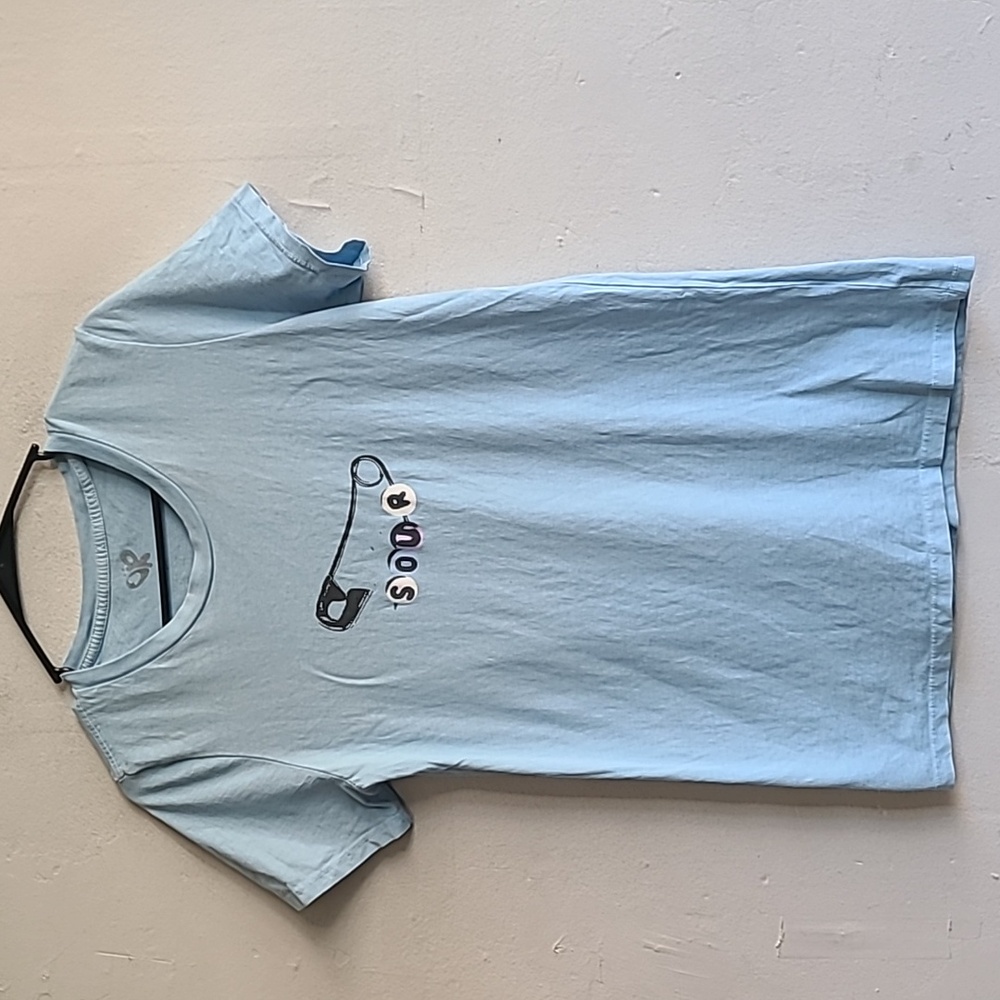 Women's medium unisex SOUR Olivia Rodrigo blue concert tee t-shirt safety pin